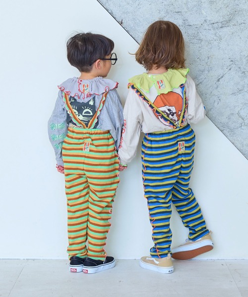 MARKEY'S(マーキーズ)の「パイルボーダーメロー2wayサロペット(サロペット/オーバーオール・キッズ・イエロー系その他/ピンク系その他/ライトグリーン・110/100/90/80/120)」の6枚目の写真