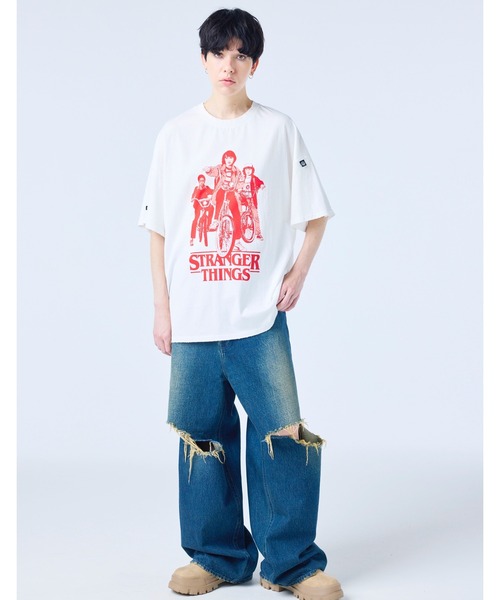 Little sunny bite（リトルサニーバイト）の「/Little sunny bite/stranger things x little sunny bite graphic big tee（Tシャツ/カットソー・レディース・ブラック/ピンク/ホワイト・MEDIUM/SMALL）」の4枚目の写真