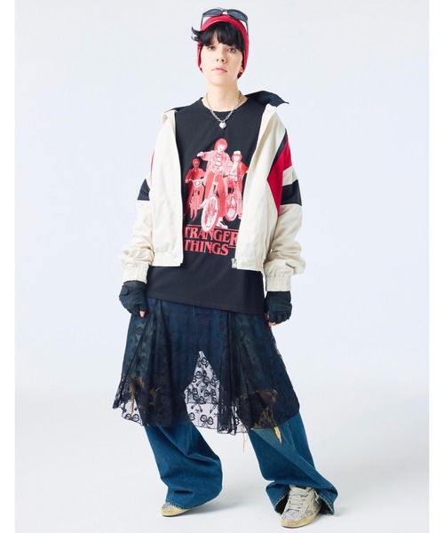 Little sunny bite（リトルサニーバイト）の「/Little sunny bite/stranger things x little sunny bite graphic big tee（Tシャツ/カットソー・レディース・ブラック/ピンク/ホワイト・MEDIUM/SMALL）」の16枚目の写真