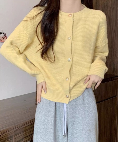 meJane（ミージェーン）の「金ボタンクルーネック ニットカーディガン（カーディガン/ボレロ・レディース・ホワイト/ライトベージュ/ライトブルー/ライトピンク/ライトイエロー・FREE）」の10枚目の写真