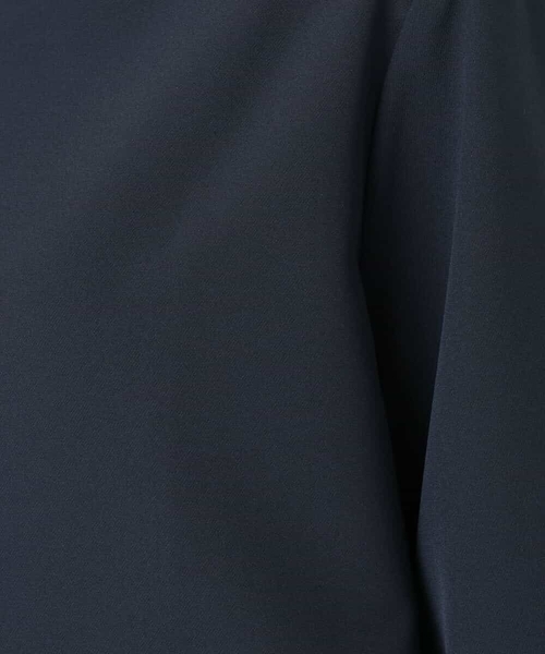 MK MICHEL KLEIN（エムケーミッシェルクラン）の「ダブルクロス テントラインノーカラージャケット/セットアップ対応/防シワ/ストレッチ/洗える（ノーカラージャケット・レディース・グレイッシュベージュ/ネイビー・38）」の9枚目の写真