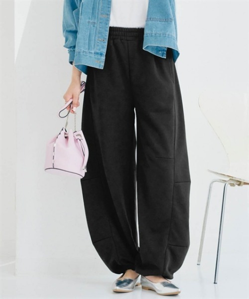 nissen（ニッセン）の「裏毛バレルレッグパンツ（その他パンツ・レディース・ブラック/杢グレー/オートミール・LL/L/M/S）」の2枚目の写真