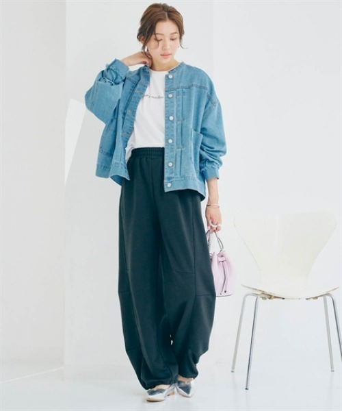 nissen(ニッセン)の「裏毛バレルレッグパンツ(その他パンツ・レディース・ブラック/杢グレー/オートミール・LL/L/M/S)」の5枚目の写真