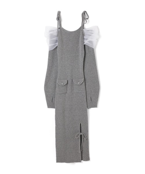 M DOLLY(エムドリー)の「*M DOLLY original* Slit ribbon silky knit dress/スリットリボンシルキーニットドレス(ワンピース・レディース・ベージュ/グレー・FREE)」の15枚目の写真
