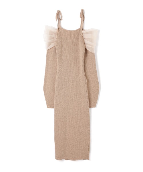 M DOLLY(エムドリー)の「*M DOLLY original* Slit ribbon silky knit dress/スリットリボンシルキーニットドレス(ワンピース・レディース・ベージュ/グレー・FREE)」の17枚目の写真