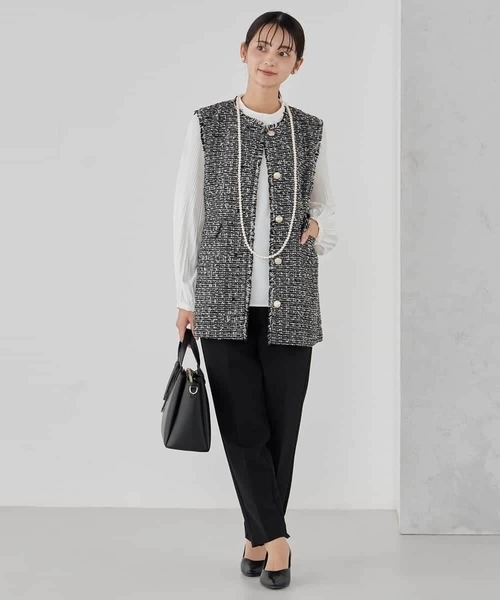 a.v.v（アーヴェヴェ）の「【洗える】2WAY袖プリーツボウタイブラウス（シャツ/ブラウス・レディース・ダークインディゴブルー/ホワイト・38/36/40）」の4枚目の写真