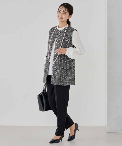 a.v.v（アーヴェヴェ）の「【洗える】2WAY袖プリーツボウタイブラウス（シャツ/ブラウス・レディース・ダークインディゴブルー/ホワイト・38/36/40）」の6枚目の写真