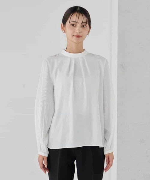 a.v.v（アーヴェヴェ）の「【洗える】2WAY袖プリーツボウタイブラウス（シャツ/ブラウス・レディース・ダークインディゴブルー/ホワイト・38/36/40）」の12枚目の写真