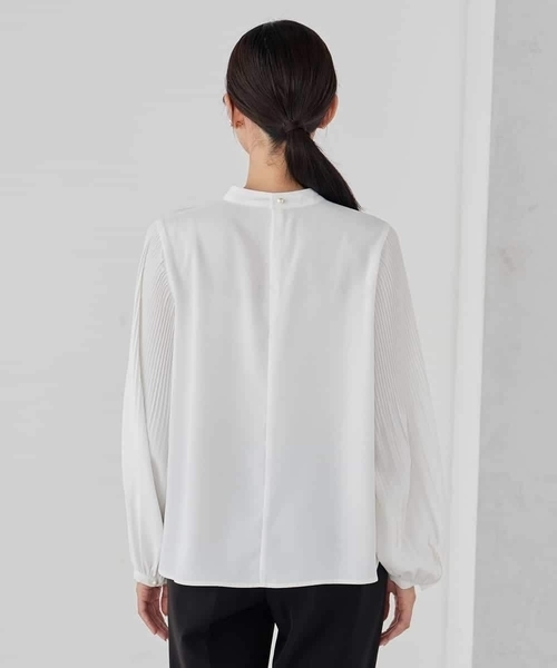 a.v.v（アーヴェヴェ）の「【洗える】2WAY袖プリーツボウタイブラウス（シャツ/ブラウス・レディース・ダークインディゴブルー/ホワイト・38/36/40）」の14枚目の写真