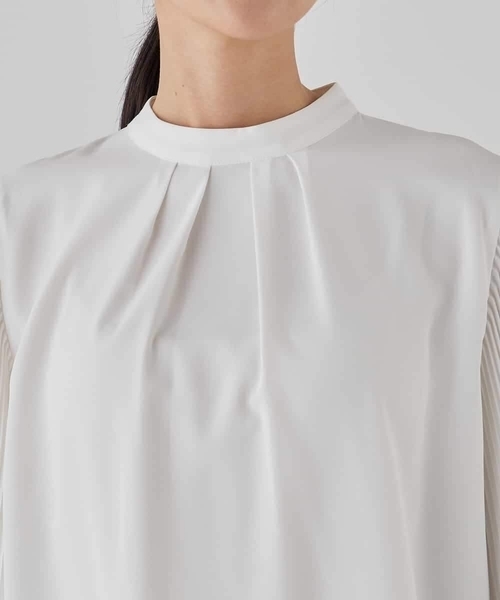 a.v.v（アーヴェヴェ）の「【洗える】2WAY袖プリーツボウタイブラウス（シャツ/ブラウス・レディース・ダークインディゴブルー/ホワイト・38/36/40）」の15枚目の写真