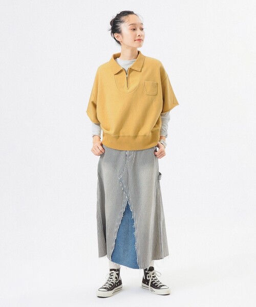 BEAMS BOY（ビームスボーイ）の「ハーフジップ ショートスリーブ スウェット（スウェット・レディース・ネイビー/イエロー・2/1）」の3枚目の写真