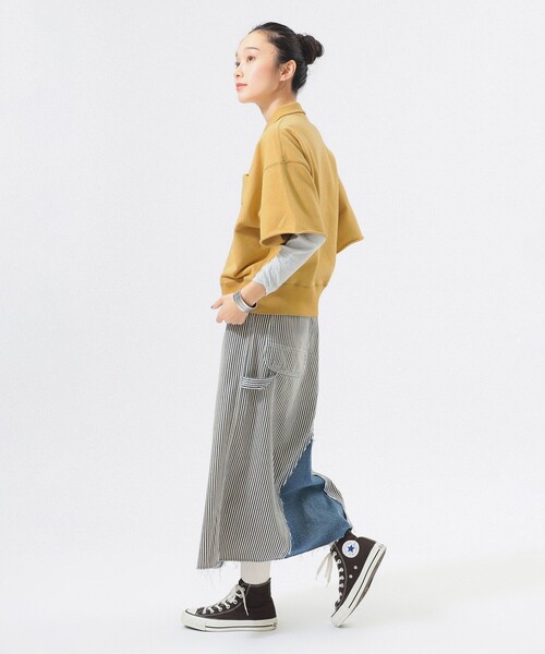 BEAMS BOY（ビームスボーイ）の「ハーフジップ ショートスリーブ スウェット（スウェット・レディース・ネイビー/イエロー・2/1）」の4枚目の写真