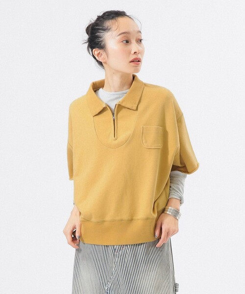BEAMS BOY（ビームスボーイ）の「ハーフジップ ショートスリーブ スウェット（スウェット・レディース・ネイビー/イエロー・2/1）」の6枚目の写真