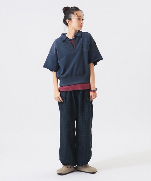 BEAMS BOY（ビームスボーイ）の「ハーフジップ ショートスリーブ スウェット（スウェット・レディース・ネイビー/イエロー・2/1）」の7枚目の写真