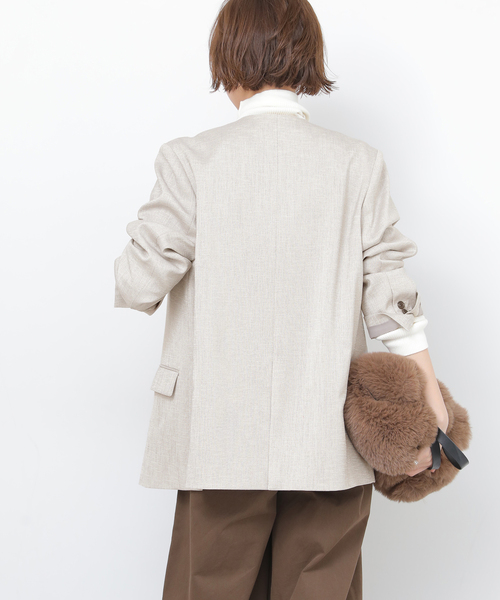 ダブルフロントノーカラージャケット（ノーカラージャケット