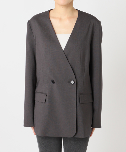 JOURNAL STANDARD relume（ジャーナルスタンダード　レリューム）の「ダブルフロントノーカラージャケット（ノーカラージャケット・レディース・チャコールグレー/ベージュ・38/36）」の18枚目の写真