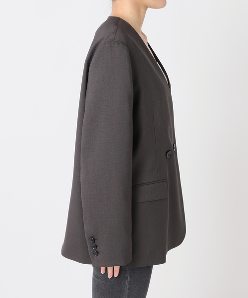 JOURNAL STANDARD relume（ジャーナルスタンダード　レリューム）の「ダブルフロントノーカラージャケット（ノーカラージャケット・レディース・チャコールグレー/ベージュ・38/36）」の15枚目の写真