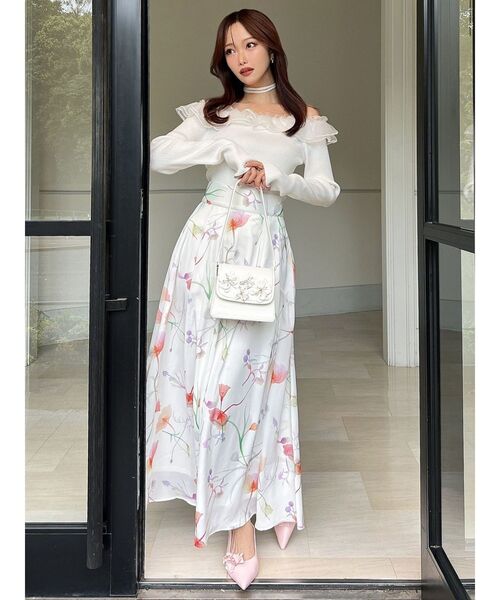 RESEXXY（リゼクシー）の「シアーコンビオフショルニットトップス（ニット/セーター・レディース・ホワイト/ブラック/ラベンダー・FREE）」の14枚目の写真