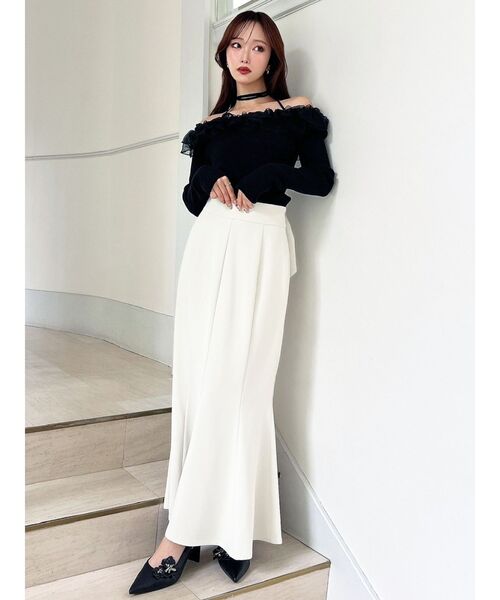 RESEXXY（リゼクシー）の「シアーコンビオフショルニットトップス（ニット/セーター・レディース・ホワイト/ブラック/ラベンダー・FREE）」の17枚目の写真