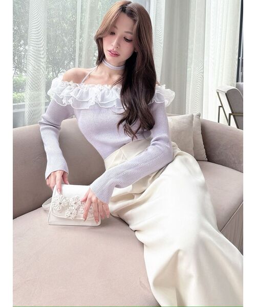 RESEXXY（リゼクシー）の「シアーコンビオフショルニットトップス（ニット/セーター・レディース・ホワイト/ブラック/ラベンダー・FREE）」の21枚目の写真