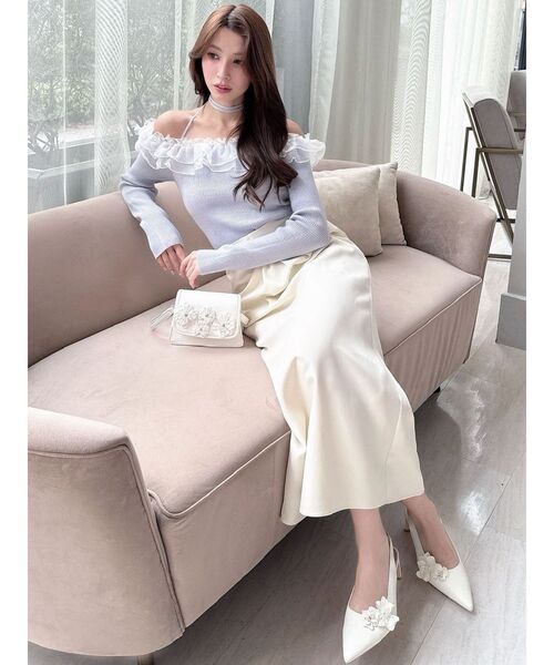 RESEXXY（リゼクシー）の「シアーコンビオフショルニットトップス（ニット/セーター・レディース・ホワイト/ブラック/ラベンダー・FREE）」の22枚目の写真