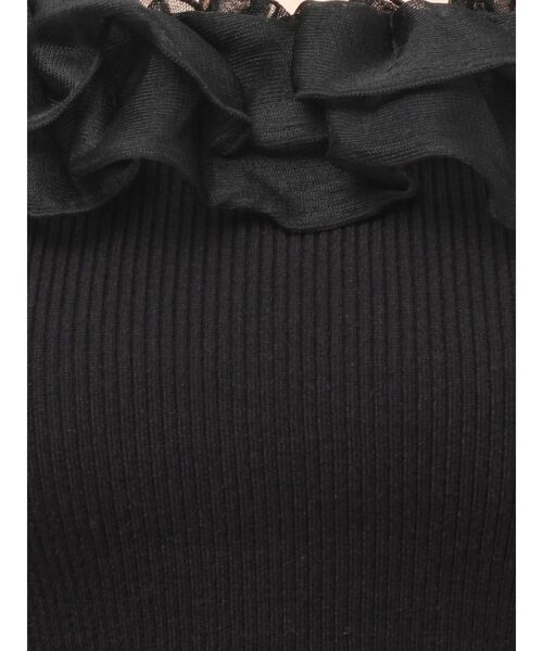 RESEXXY（リゼクシー）の「シアーコンビオフショルニットトップス（ニット/セーター・レディース・ホワイト/ブラック/ラベンダー・FREE）」の4枚目の写真