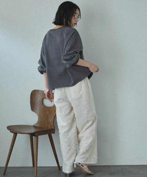 Doux archives（ドゥアルシーヴ）の「カレッジロゴスウェット（スウェット・レディース・ベージュ/オートミール/チャコールグレー・FREE）」の22枚目の写真