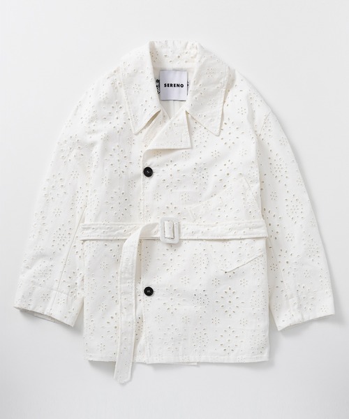 SERENO(セレーノ)の「アイレットレース ジャケット(テーラードジャケット・レディース・ホワイト・ONESIZE)」の2枚目の写真