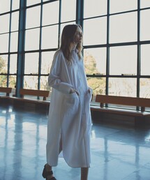 コットンクロスプレーン シャツワンピース
