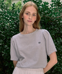 Volume Sleeve Logo Stripe T-shirt - Black