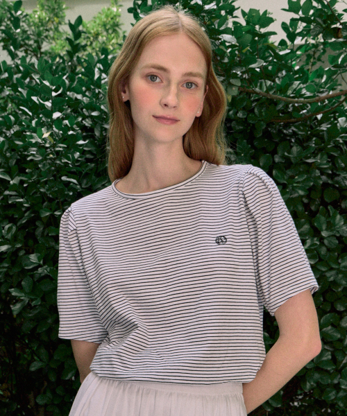 NONLOCAL(ノンローカル)の「Volume Sleeve Logo Stripe T-shirt - Black(Tシャツ/カットソー・レディース・その他・FREE)」の1枚目の写真
