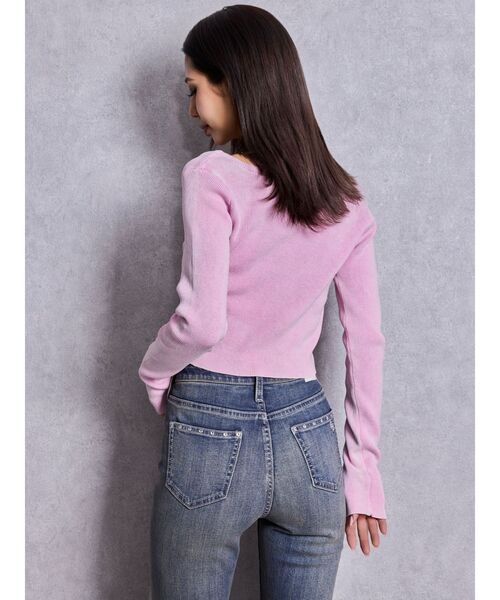 GYDA(ジェイダ)の「GG bijou ZIPブリーチニットショートトップス(ニット/セーター・レディース・ブラック/ネイビー/ピンク/オフホワイト・FREE)」の8枚目の写真