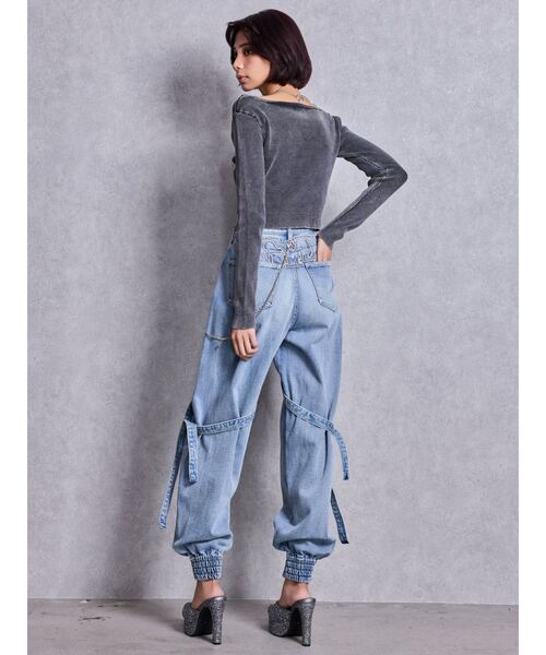 GYDA(ジェイダ)の「GG bijou ZIPブリーチニットショートトップス(ニット/セーター・レディース・ブラック/ネイビー/ピンク/オフホワイト・FREE)」の6枚目の写真
