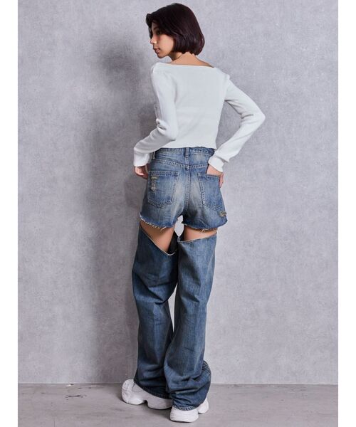 GYDA(ジェイダ)の「GG bijou ZIPブリーチニットショートトップス(ニット/セーター・レディース・ブラック/ネイビー/ピンク/オフホワイト・FREE)」の11枚目の写真