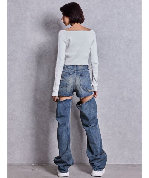 GYDA(ジェイダ)の「GG bijou ZIPブリーチニットショートトップス(ニット/セーター・レディース・ブラック/ネイビー/ピンク/オフホワイト・FREE)」の12枚目の写真
