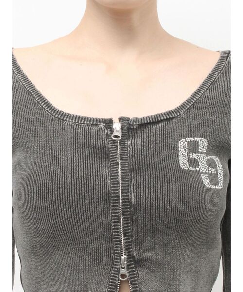 GYDA(ジェイダ)の「GG bijou ZIPブリーチニットショートトップス(ニット/セーター・レディース・ブラック/ネイビー/ピンク/オフホワイト・FREE)」の22枚目の写真