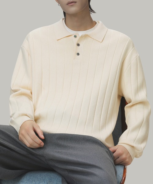 TOBEE（トゥビー）の「【TOBEE】ケーブル ニット ポロシャツ（ニット/セーター・メンズ・アイボリー/ブラウン/ブラック・MEDIUM/X-LARGE/LARGE）」の11枚目の写真