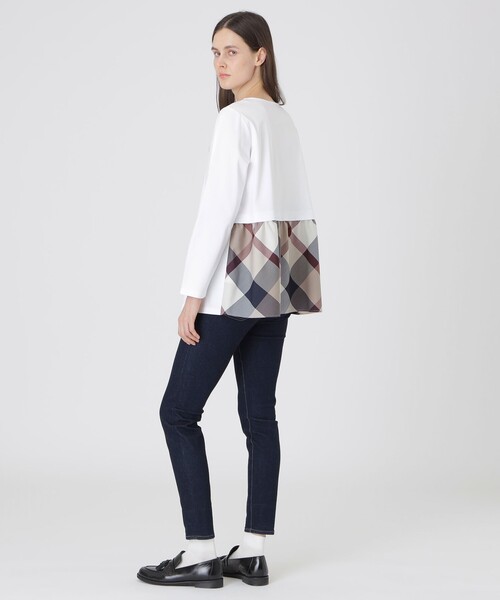 BLUE LABEL CRESTBRIDGE(ブルーレーベルクレストブリッジ)の「シルケットスムースバックチェックロングスリーブTシャツ(Tシャツ/カットソー・レディース・オフホワイト/ブラック/パープル・40/38)」の15枚目の写真