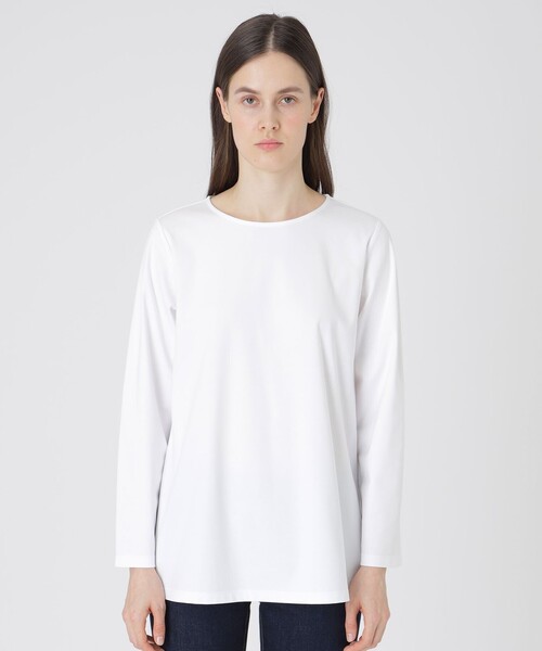 BLUE LABEL CRESTBRIDGE(ブルーレーベルクレストブリッジ)の「シルケットスムースバックチェックロングスリーブTシャツ(Tシャツ/カットソー・レディース・オフホワイト/ブラック/パープル・40/38)」の14枚目の写真
