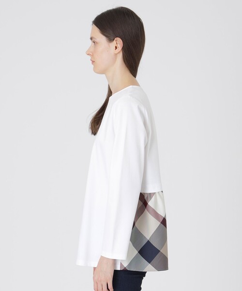 BLUE LABEL CRESTBRIDGE(ブルーレーベルクレストブリッジ)の「シルケットスムースバックチェックロングスリーブTシャツ(Tシャツ/カットソー・レディース・オフホワイト/ブラック/パープル・40/38)」の13枚目の写真