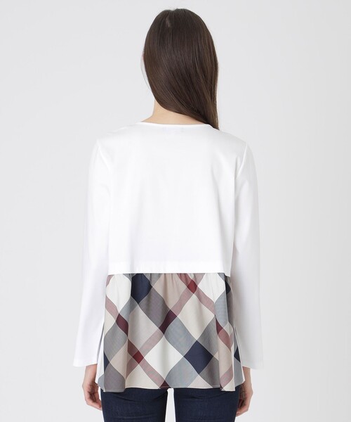 BLUE LABEL CRESTBRIDGE(ブルーレーベルクレストブリッジ)の「シルケットスムースバックチェックロングスリーブTシャツ(Tシャツ/カットソー・レディース・オフホワイト/ブラック/パープル・40/38)」の12枚目の写真