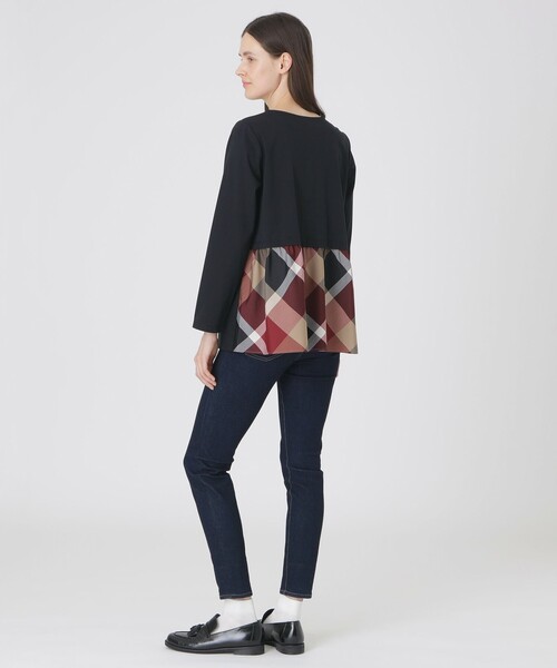 BLUE LABEL CRESTBRIDGE(ブルーレーベルクレストブリッジ)の「シルケットスムースバックチェックロングスリーブTシャツ(Tシャツ/カットソー・レディース・オフホワイト/ブラック/パープル・40/38)」の10枚目の写真