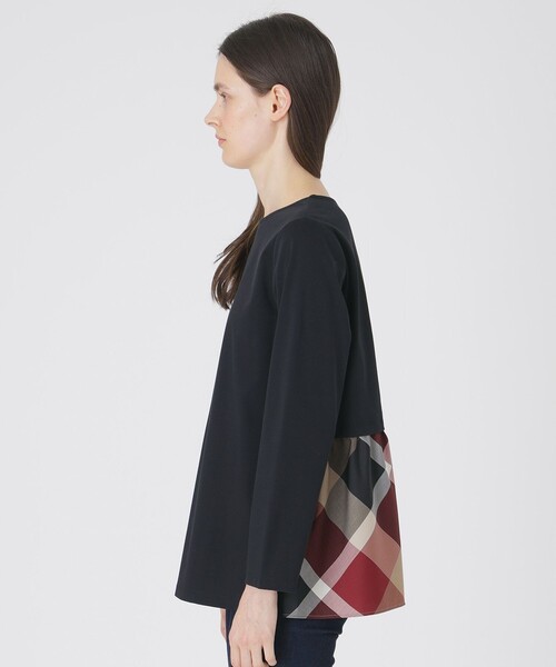 BLUE LABEL CRESTBRIDGE(ブルーレーベルクレストブリッジ)の「シルケットスムースバックチェックロングスリーブTシャツ(Tシャツ/カットソー・レディース・オフホワイト/ブラック/パープル・40/38)」の8枚目の写真