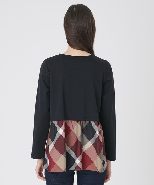 BLUE LABEL CRESTBRIDGE(ブルーレーベルクレストブリッジ)の「シルケットスムースバックチェックロングスリーブTシャツ(Tシャツ/カットソー・レディース・オフホワイト/ブラック/パープル・40/38)」の7枚目の写真