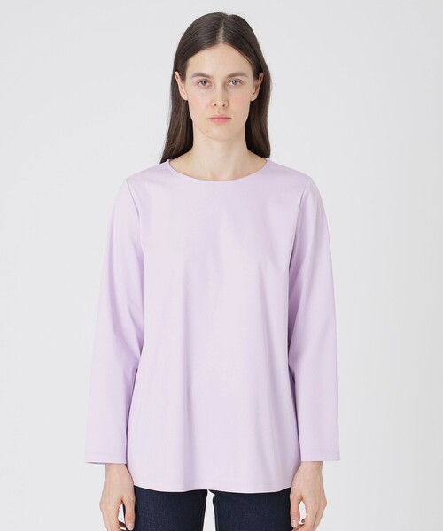 BLUE LABEL CRESTBRIDGE(ブルーレーベルクレストブリッジ)の「シルケットスムースバックチェックロングスリーブTシャツ(Tシャツ/カットソー・レディース・オフホワイト/ブラック/パープル・40/38)」の4枚目の写真