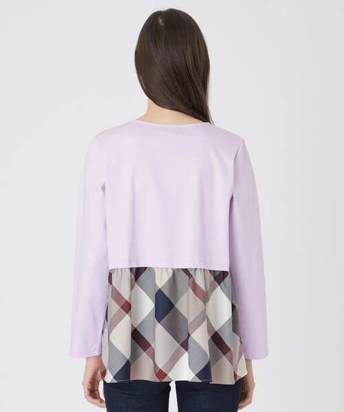 BLUE LABEL CRESTBRIDGE(ブルーレーベルクレストブリッジ)の「シルケットスムースバックチェックロングスリーブTシャツ(Tシャツ/カットソー・レディース・オフホワイト/ブラック/パープル・40/38)」の17枚目の写真