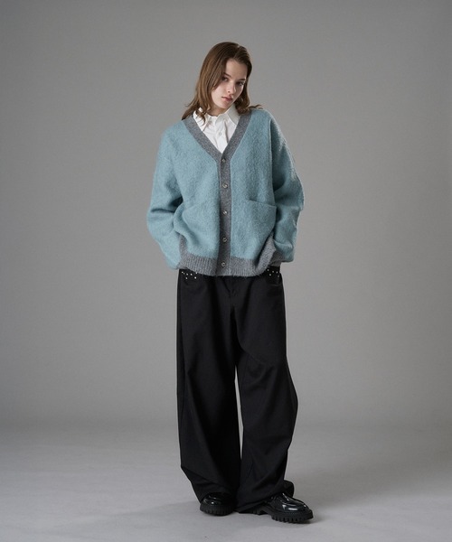ONCILY(オンシェリー)の「SILVER BUTTON V-NECK CARDIGAN / シルバーボタンVネックカーディガン(カーディガン/ボレロ・メンズ・パープル/グレー/ブルー/ライトブルー・SMALL/MEDIUM/LARGE)」の14枚目の写真