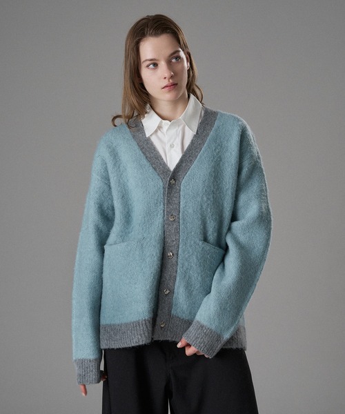 ONCILY(オンシェリー)の「SILVER BUTTON V-NECK CARDIGAN / シルバーボタンVネックカーディガン(カーディガン/ボレロ・メンズ・パープル/グレー/ブルー/ライトブルー・SMALL/MEDIUM/LARGE)」の20枚目の写真