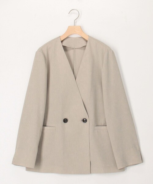 NOLLEY’S(ノーリーズ)の「《セットアップ対応》【UVカット・接触冷感】ライトツイルノーカラージャケット(ノーカラージャケット・レディース・ベージュ/ネイビー/ブラウン・38/36)」の1枚目の写真