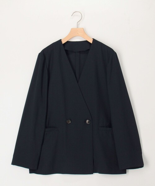 NOLLEY’S(ノーリーズ)の「《セットアップ対応》【UVカット・接触冷感】ライトツイルノーカラージャケット(ノーカラージャケット・レディース・ベージュ/ネイビー/ブラウン・38/36)」の3枚目の写真